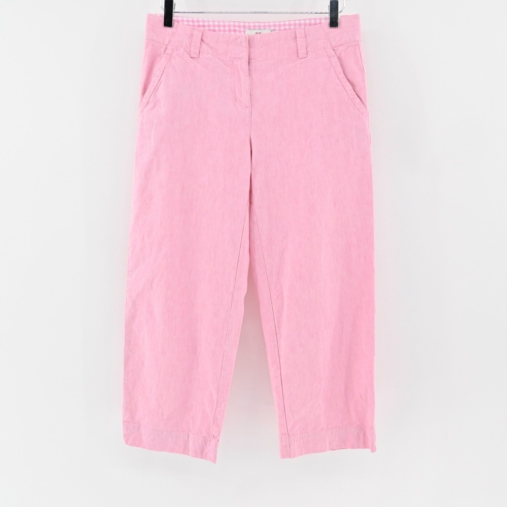 VINEYARD VINES Womens Pants Size 4 Pink Linen Preppy Cropped Capris Coastal